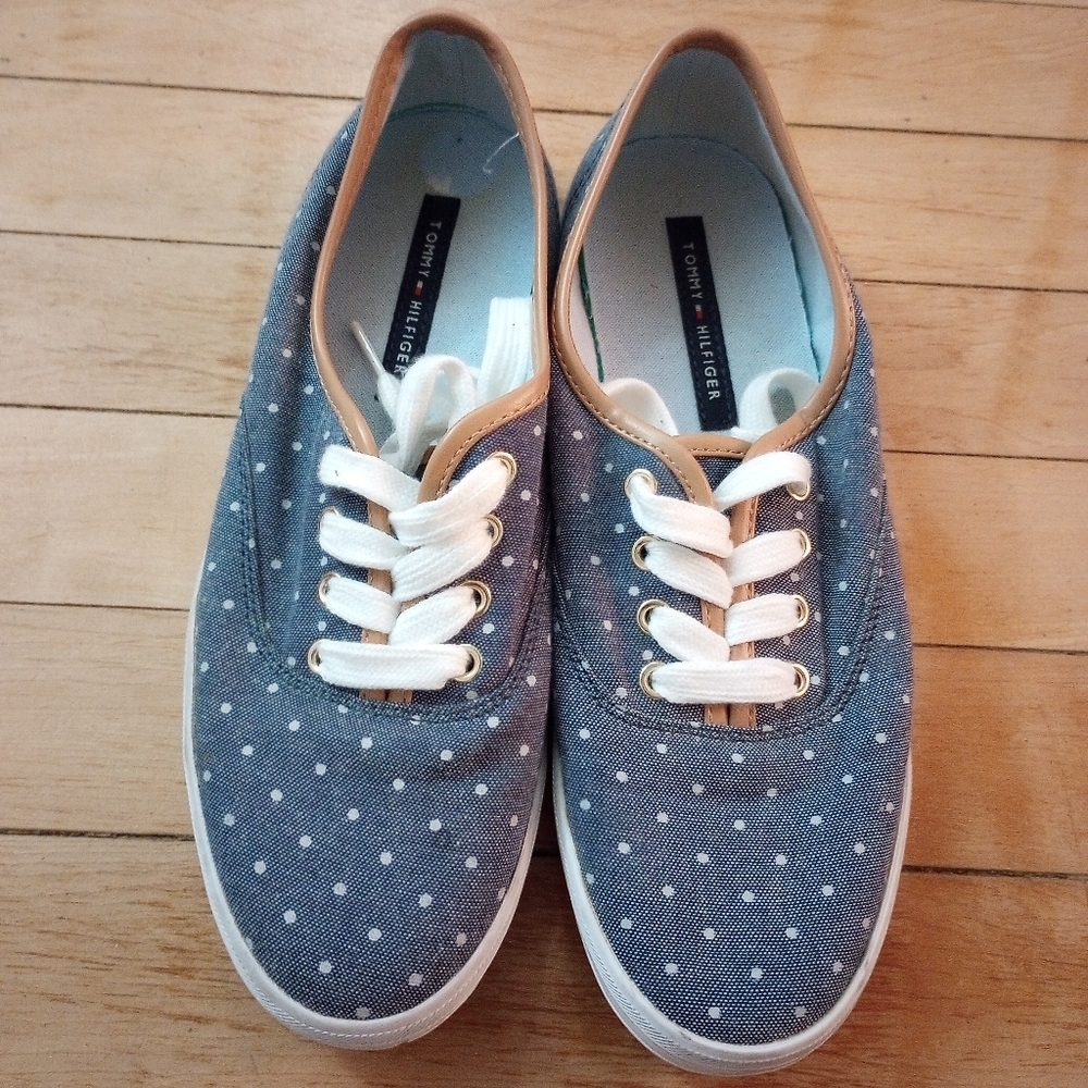 Tommy Hilfiger Blue And White Polka Dot Sneakers Women Size 8